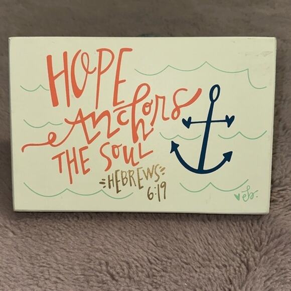Coastal Hope Anchors the Soul Hebrews 6:19 Wooden Plaque - Picture 1 of 6